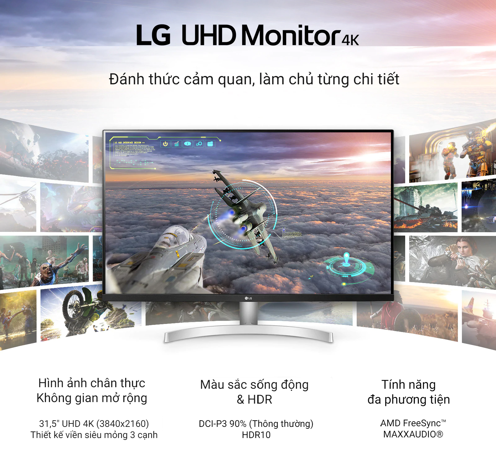 Màn hình 32 inch IPS UHD 4K với HDR loa 5W / LG 32UN500-W