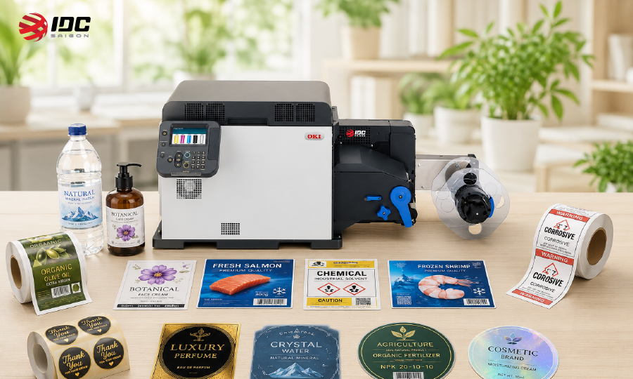 Máy in nhãn cuộn OKI Pro1040 màu CMYK 4 màu chuyên nghiệp chính hãng IDC Saigon